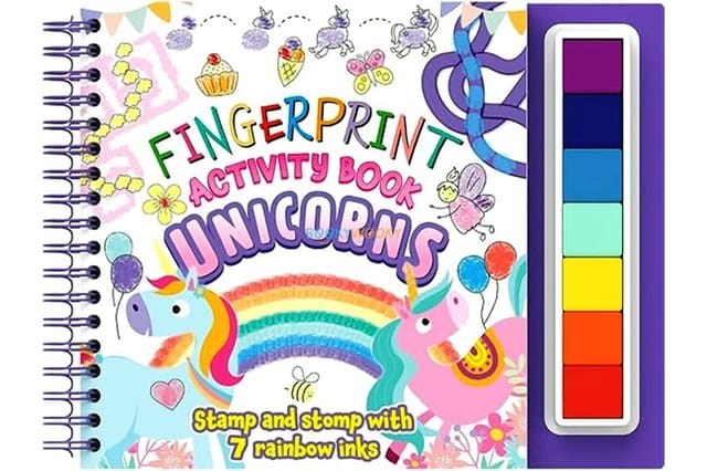 Unicorns Fingerprint Activity Book With 7 Paint Pads