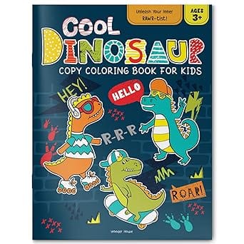 Cool Dinosaur Copy Coloring Book For Kids