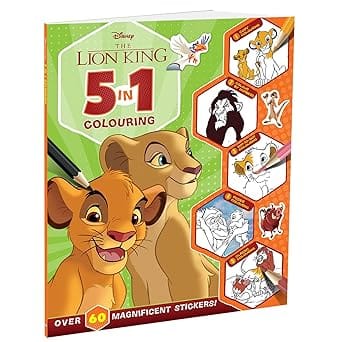 Disney The Lion King 5-in-1 Colouring Stickers, Coloring And Activities Books For Kids